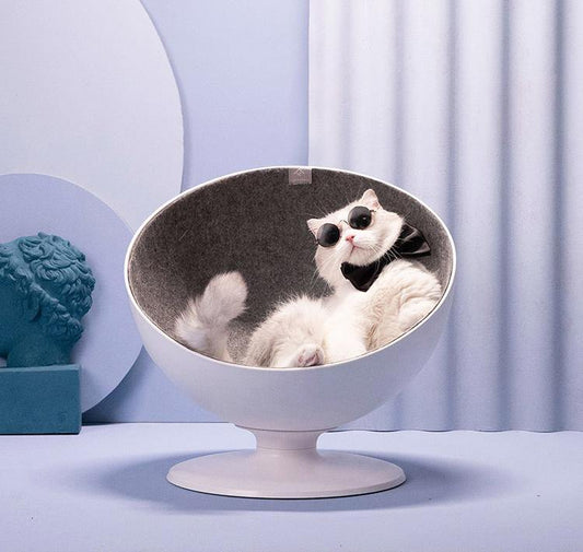 Boss Cat Cave Elevated Bed House Sofa for Cats Bowl Shaped Chair with 360-degree Rotation System - Lovely Caves