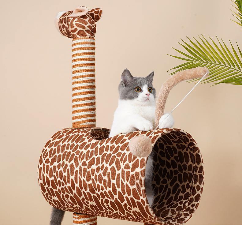 Giraffe Cat Cave and Cat Tree with Scratching Post - Lovely Caves