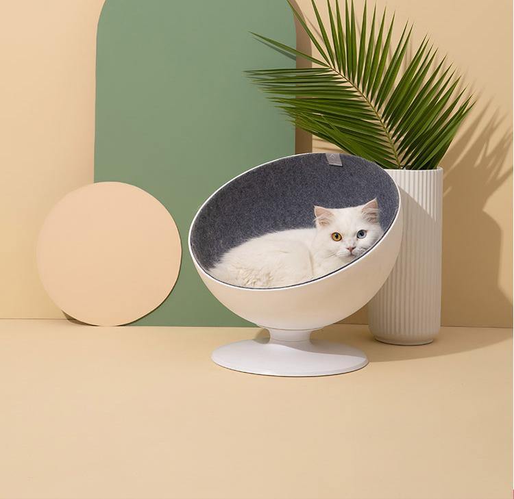 Boss Cat Cave Elevated Bed House Sofa for Cats Bowl Shaped Chair with 360-degree Rotation System - Lovely Caves