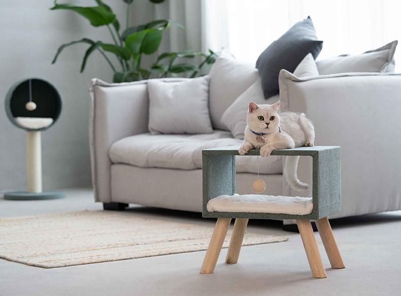 Concise Style Cat Cave and Cat Tree 2 in 1 Cat Climbing Frame Cat Toy Solid Wood Stand - Lovely Caves