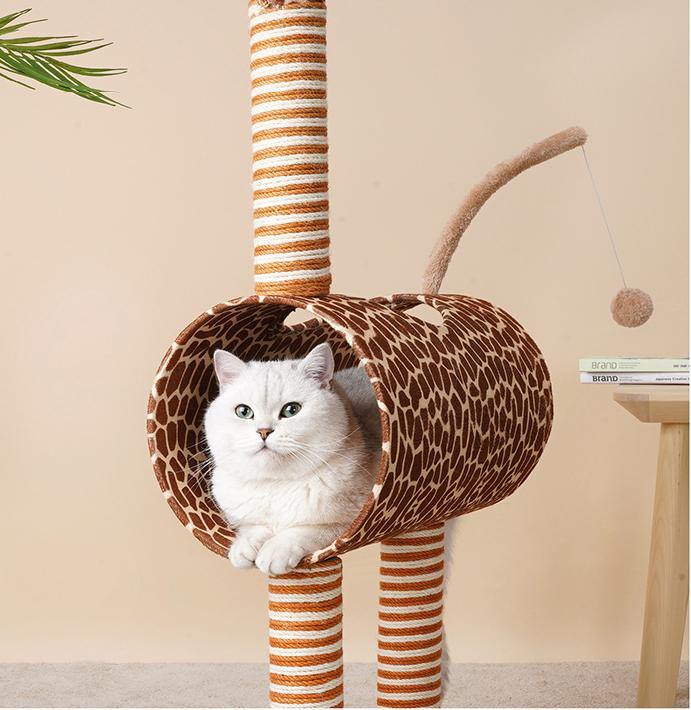 Giraffe Cat Cave and Cat Tree with Scratching Post - Lovely Caves