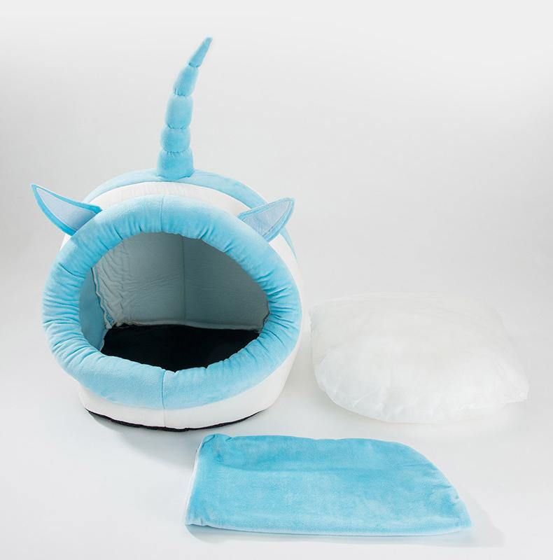 Lovely Caves Cartoon Hooded Cat Bed Cat Yurt Semi-closure All Season Cave for Small-Mid Size Cat - Lovely Caves