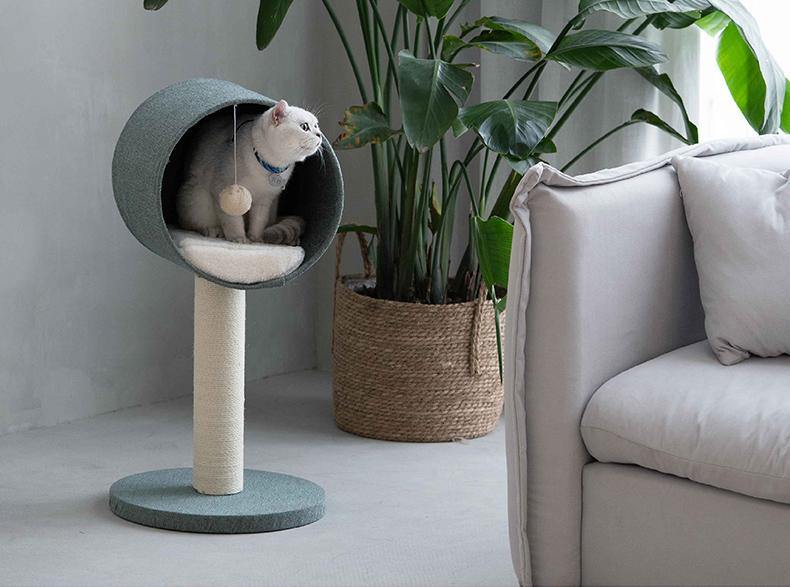 Concise Style Cat Cave and Cat Tree 2 in 1 Cat Climbing Frame Cat Toy Solid Wood Stand - Lovely Caves
