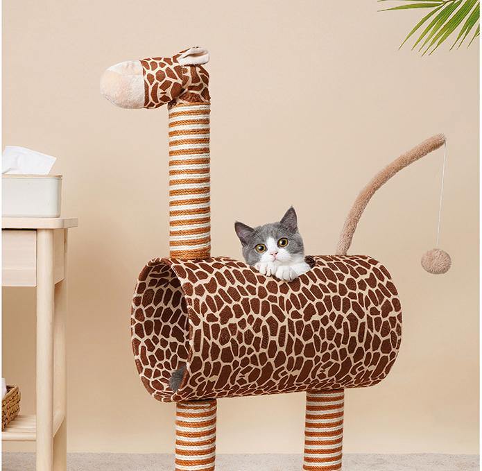 Giraffe Cat Cave and Cat Tree with Scratching Post - Lovely Caves