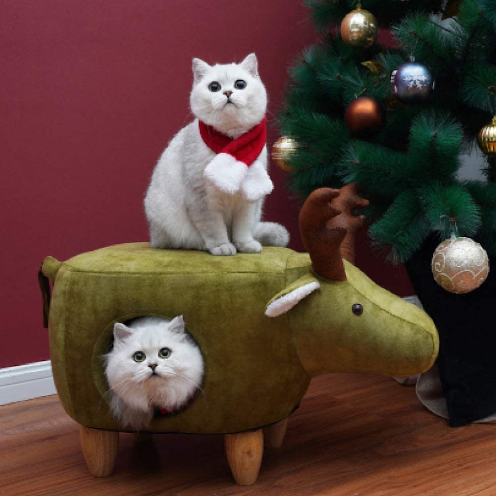 Lovely Caves Elk Moose Ottoman Cat Bed (Christmas Edition)