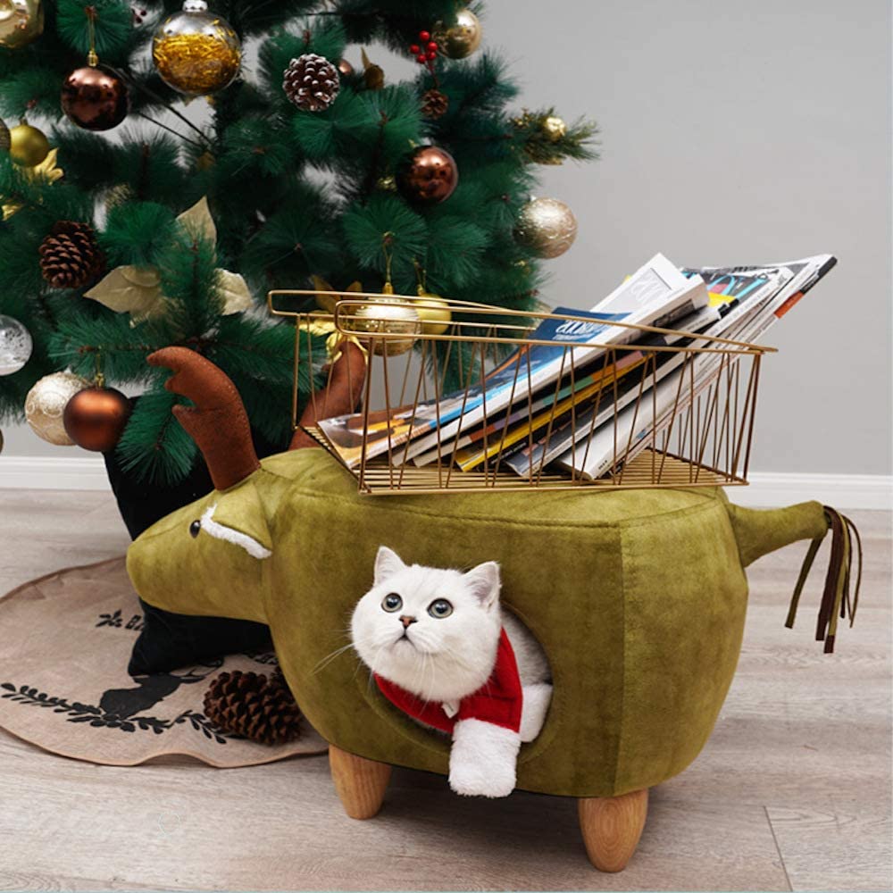 Lovely Caves Elk Moose Ottoman Cat Bed (Christmas Edition)