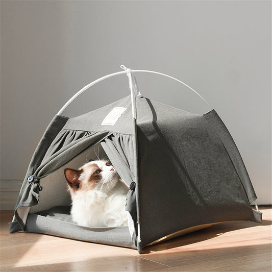 Lovely Caves Cat Tent Bed with Non-Slip Soft Pad