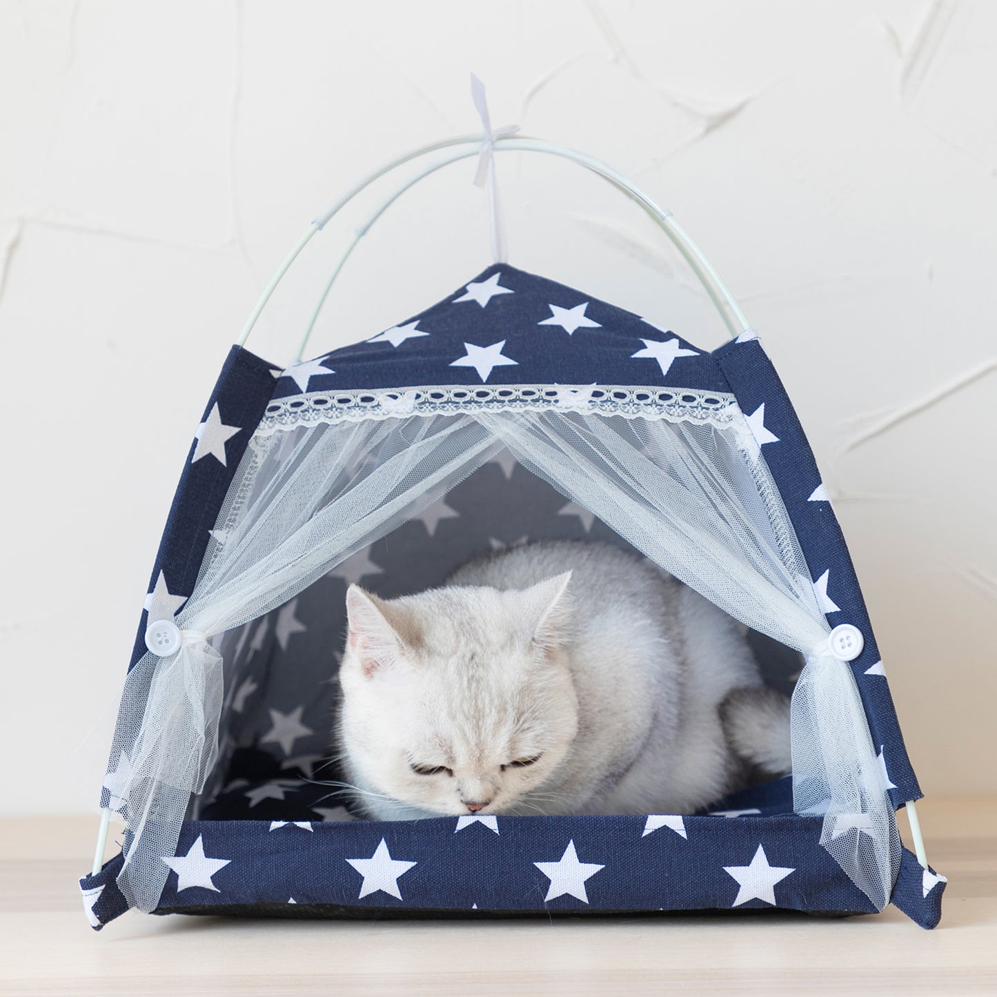 Lovely Caves Cat Tent Bed with Non-Slip Soft Pad