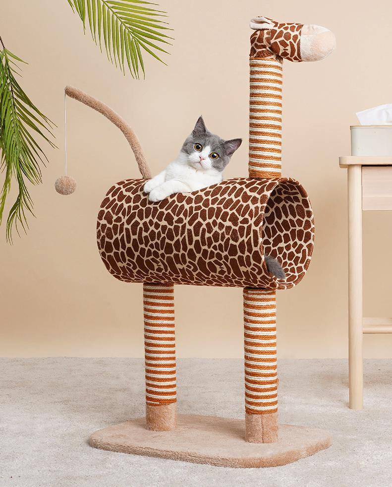 Giraffe Cat Cave and Cat Tree with Scratching Post - Lovely Caves