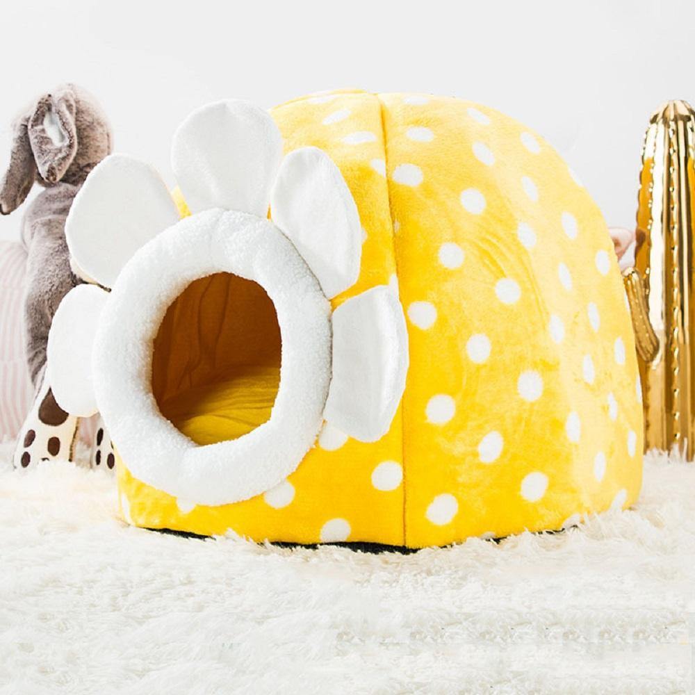 Lovely Caves Cartoon Hooded Cat Bed Cat Yurt Semi-closure All Season Cave for Small-Mid Size Cat - Lovely Caves