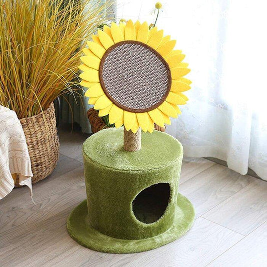 Lovely Caves 29.5-in Sunflower Scratching Post & Cat Bed - Lovely Caves